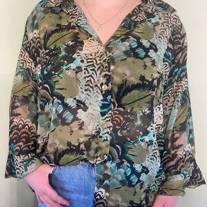 Stylish Green Patterned Women's Top